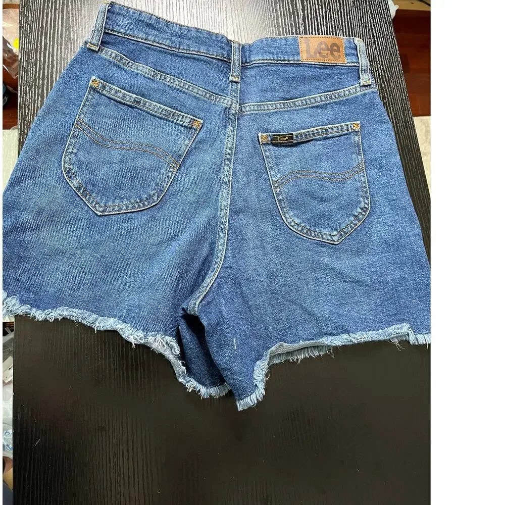 Vintage 90’s Lee High Waisted Jean Shorts with Cut-off Hem